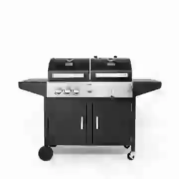 Roquito Gas & Charcoal Combination BBQ Deep Grey With Stainless Steel Front